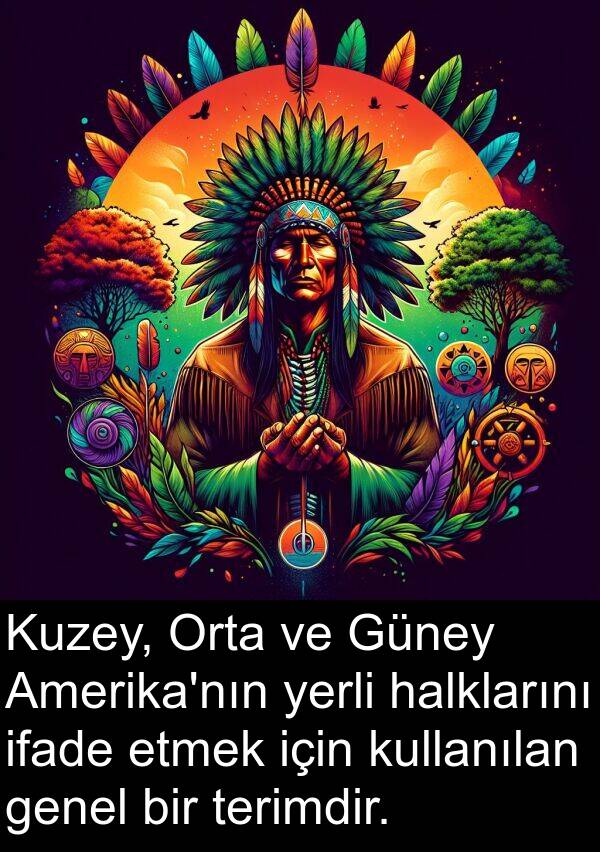 halklarını: Kuzey, Orta ve Güney Amerika'nın yerli halklarını ifade etmek için kullanılan genel bir terimdir.