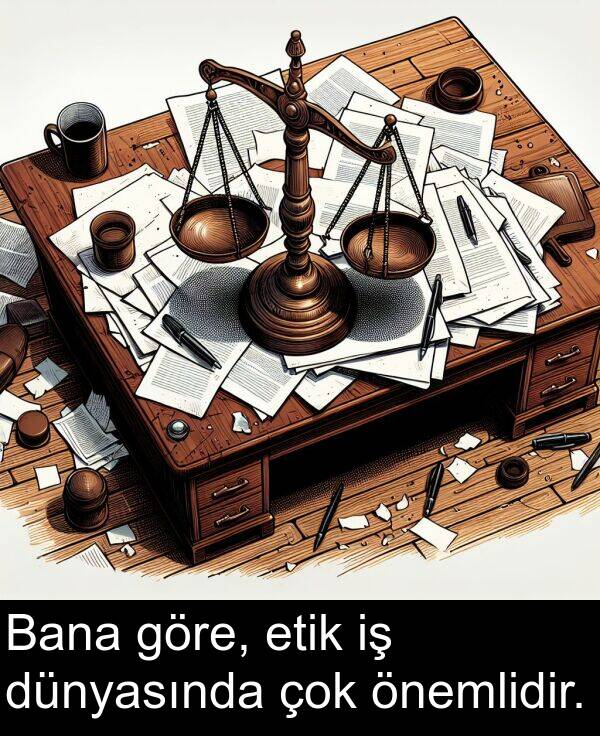 dünyasında: Bana göre, etik iş dünyasında çok önemlidir.