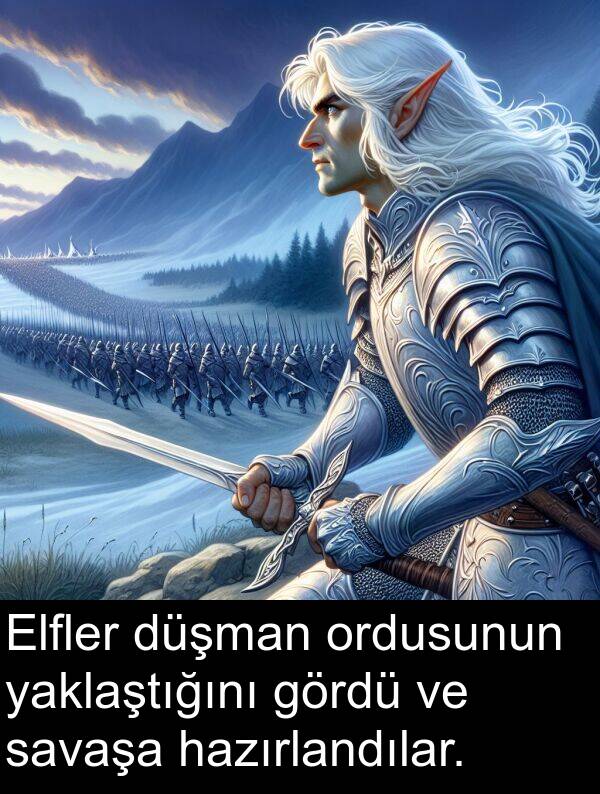 hazırlandılar: Elfler düşman ordusunun yaklaştığını gördü ve savaşa hazırlandılar.