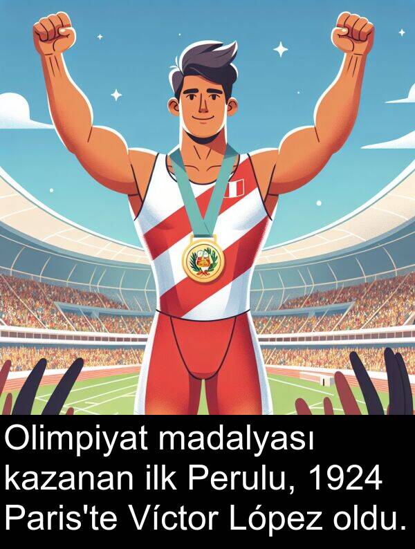 ilk: Olimpiyat madalyası kazanan ilk Perulu, 1924 Paris'te Víctor López oldu.