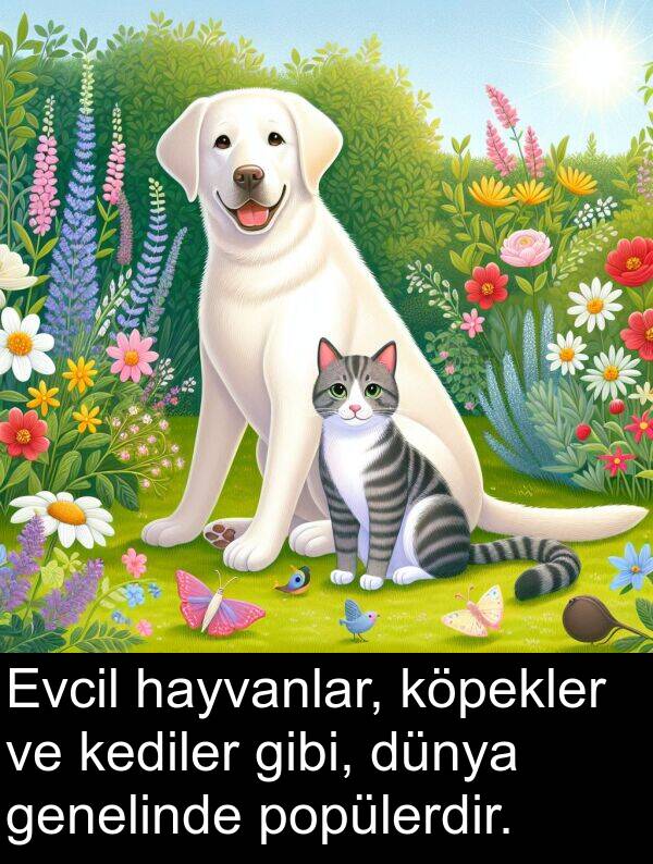 hayvanlar: Evcil hayvanlar, köpekler ve kediler gibi, dünya genelinde popülerdir.