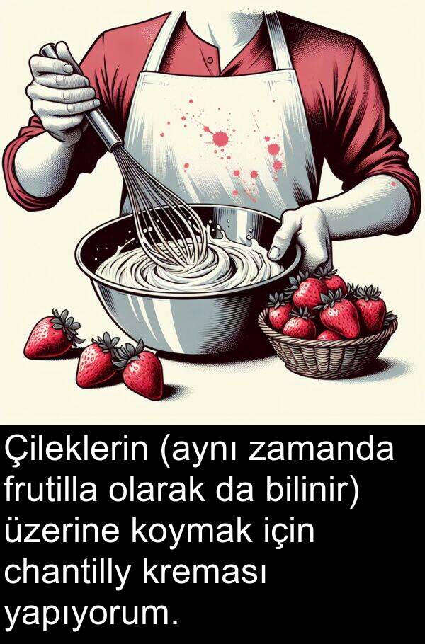 yapıyorum: Çileklerin (aynı zamanda frutilla olarak da bilinir) üzerine koymak için chantilly kreması yapıyorum.