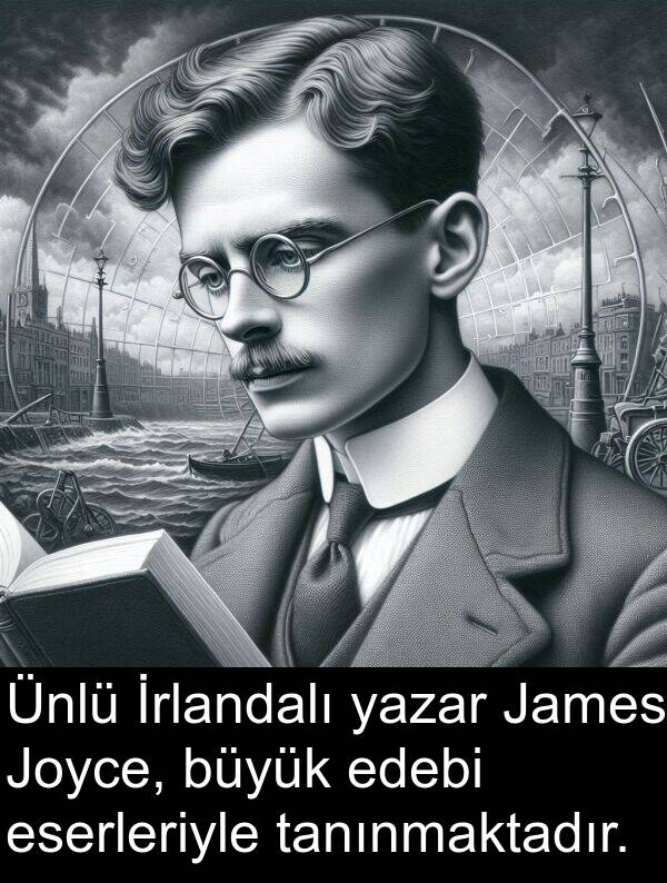 tanınmaktadır: Ünlü İrlandalı yazar James Joyce, büyük edebi eserleriyle tanınmaktadır.