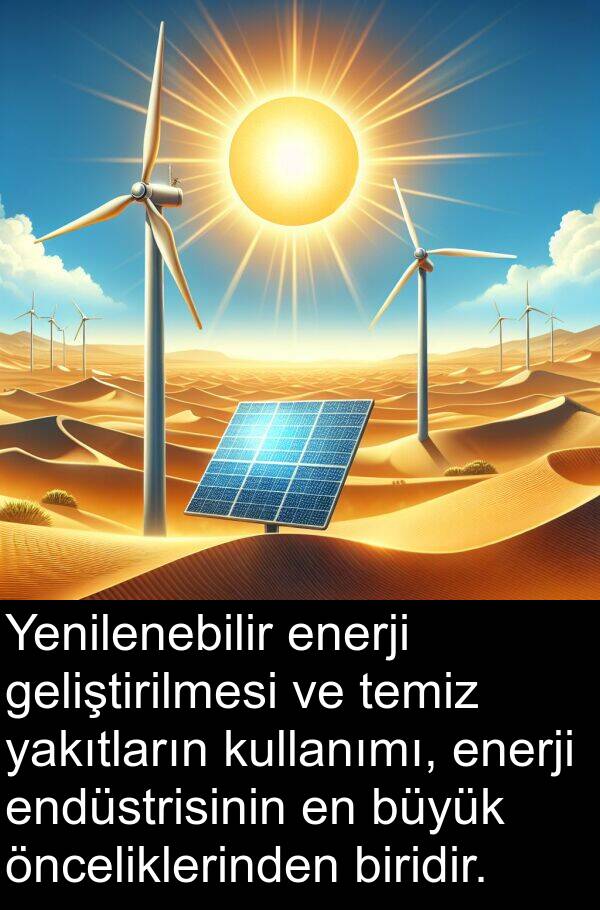 yakıtların: Yenilenebilir enerji geliştirilmesi ve temiz yakıtların kullanımı, enerji endüstrisinin en büyük önceliklerinden biridir.