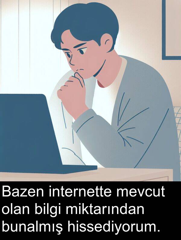 internette: Bazen internette mevcut olan bilgi miktarından bunalmış hissediyorum.