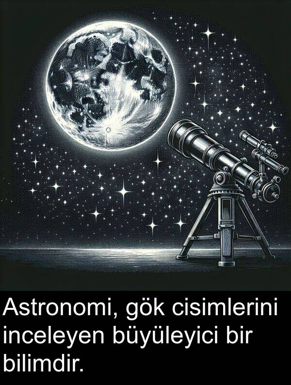 inceleyen: Astronomi, gök cisimlerini inceleyen büyüleyici bir bilimdir.