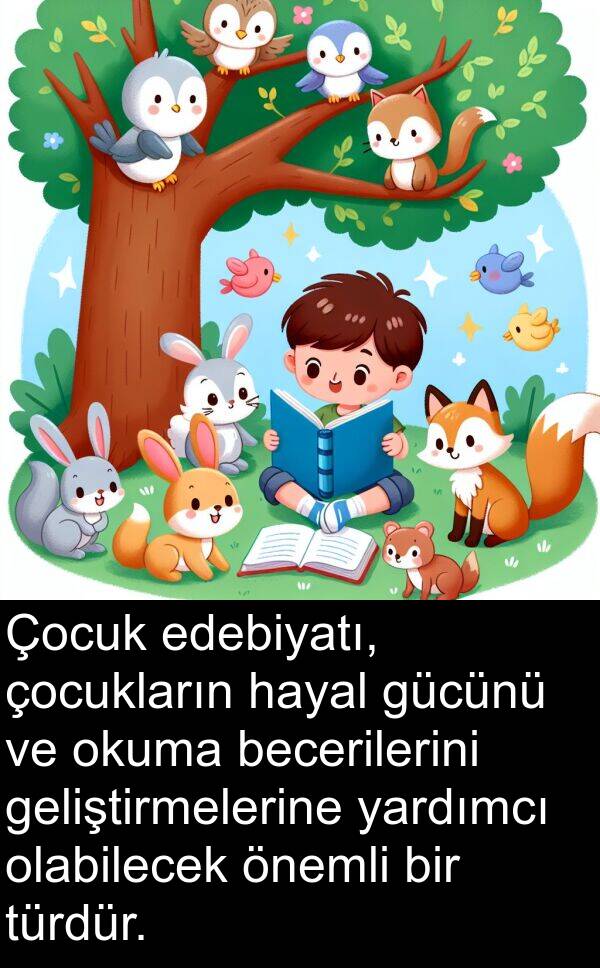 hayal: Çocuk edebiyatı, çocukların hayal gücünü ve okuma becerilerini geliştirmelerine yardımcı olabilecek önemli bir türdür.