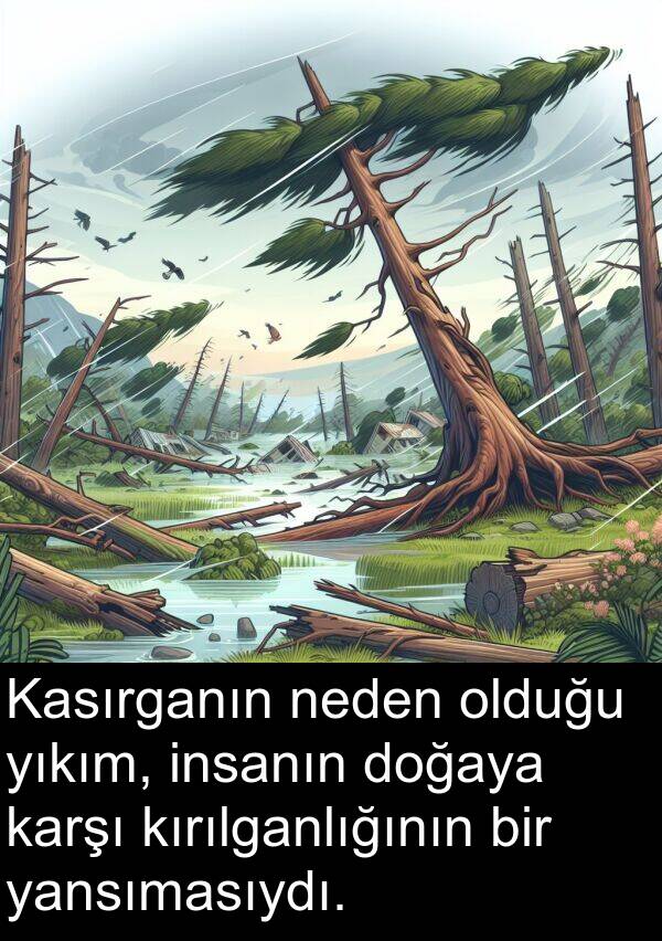 yansımasıydı: Kasırganın neden olduğu yıkım, insanın doğaya karşı kırılganlığının bir yansımasıydı.