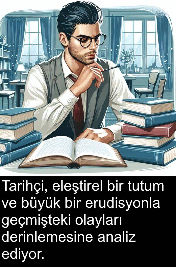 olayları: Tarihçi, eleştirel bir tutum ve büyük bir erudisyonla geçmişteki olayları derinlemesine analiz ediyor.