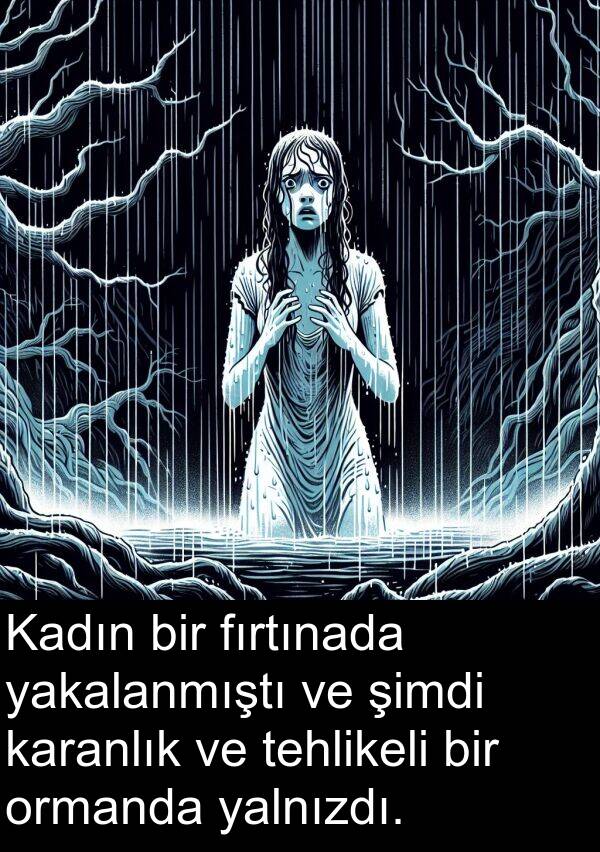 yalnızdı: Kadın bir fırtınada yakalanmıştı ve şimdi karanlık ve tehlikeli bir ormanda yalnızdı.