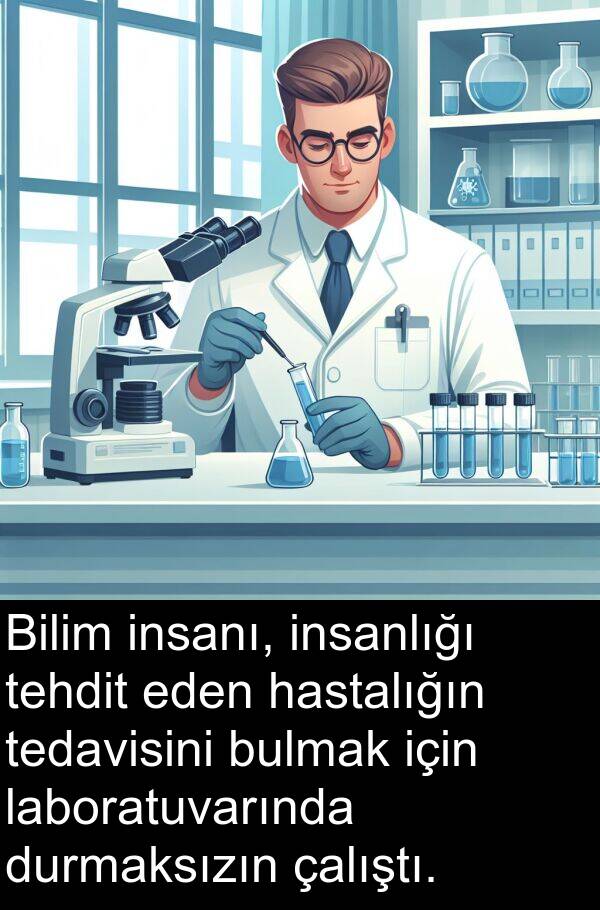 çalıştı: Bilim insanı, insanlığı tehdit eden hastalığın tedavisini bulmak için laboratuvarında durmaksızın çalıştı.