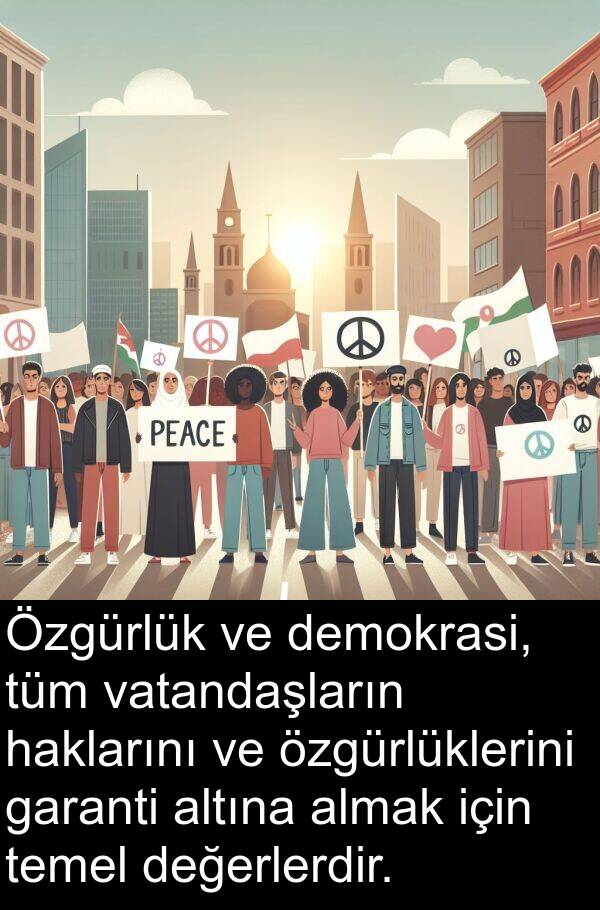 değerlerdir: Özgürlük ve demokrasi, tüm vatandaşların haklarını ve özgürlüklerini garanti altına almak için temel değerlerdir.