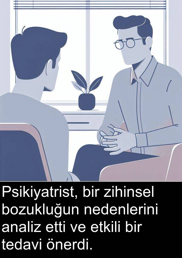 nedenlerini: Psikiyatrist, bir zihinsel bozukluğun nedenlerini analiz etti ve etkili bir tedavi önerdi.