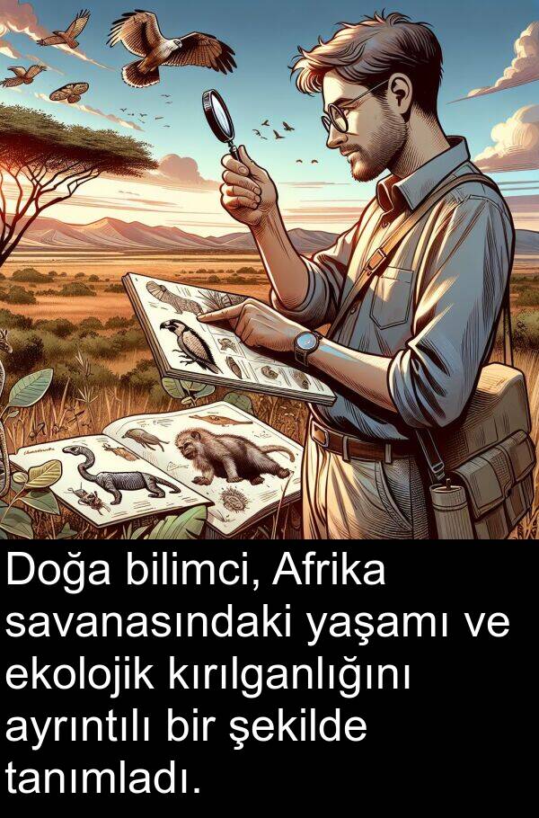 tanımladı: Doğa bilimci, Afrika savanasındaki yaşamı ve ekolojik kırılganlığını ayrıntılı bir şekilde tanımladı.