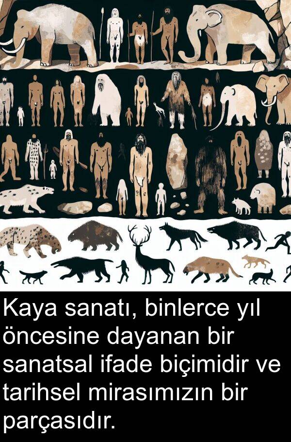 tarihsel: Kaya sanatı, binlerce yıl öncesine dayanan bir sanatsal ifade biçimidir ve tarihsel mirasımızın bir parçasıdır.