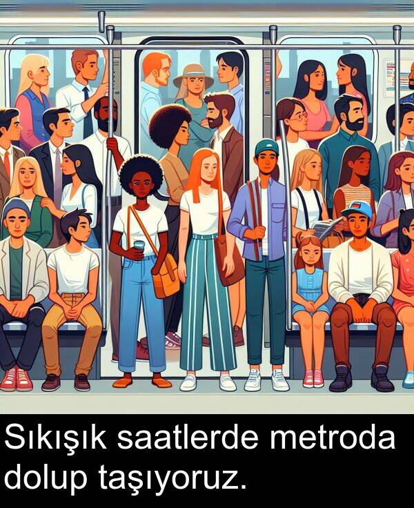 taşıyoruz: Sıkışık saatlerde metroda dolup taşıyoruz.