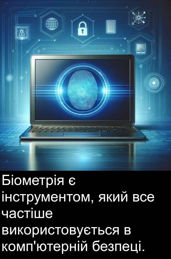 безпеці: Біометрія є інструментом, який все частіше використовується в комп'ютерній безпеці.