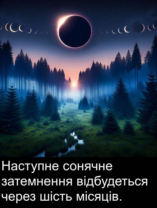 місяців: Наступне сонячне затемнення відбудеться через шість місяців.
