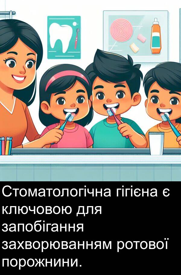 гігієна: Стоматологічна гігієна є ключовою для запобігання захворюванням ротової порожнини.
