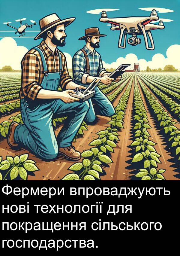 технології: Фермери впроваджують нові технології для покращення сільського господарства.