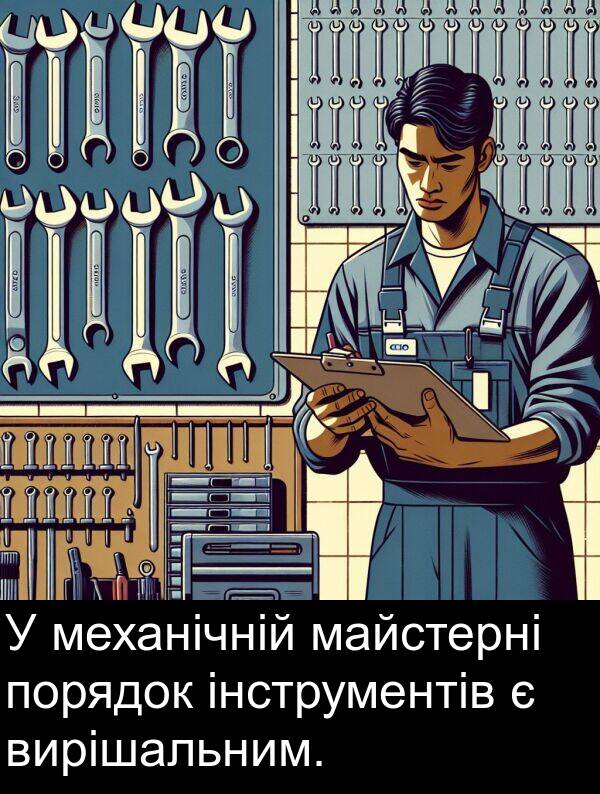 майстерні: У механічній майстерні порядок інструментів є вирішальним.