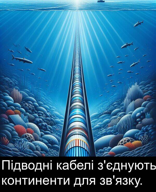 кабелі: Підводні кабелі з'єднують континенти для зв'язку.