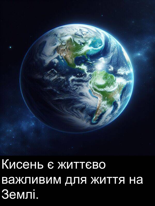 для: Кисень є життєво важливим для життя на Землі.