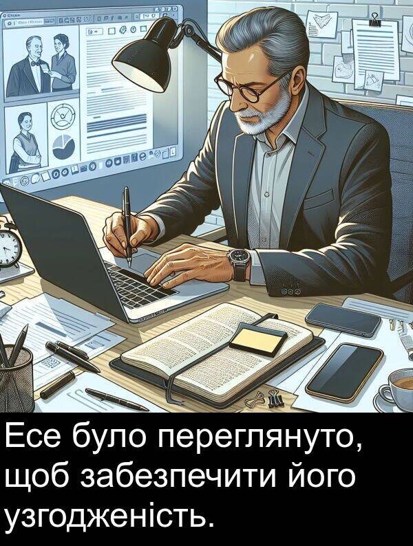 забезпечити: Есе було переглянуто, щоб забезпечити його узгодженість.