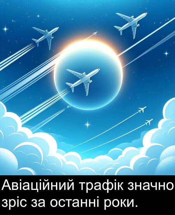 значно: Авіаційний трафік значно зріс за останні роки.