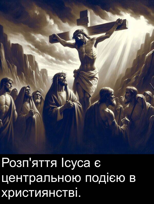 центральною: Розп'яття Ісуса є центральною подією в християнстві.