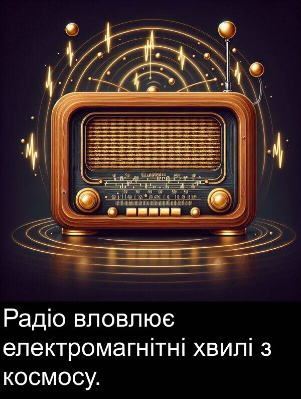 електромагнітні: Радіо вловлює електромагнітні хвилі з космосу.
