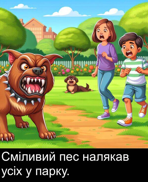 парку: Сміливий пес налякав усіх у парку.