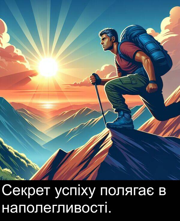 успіху: Секрет успіху полягає в наполегливості.