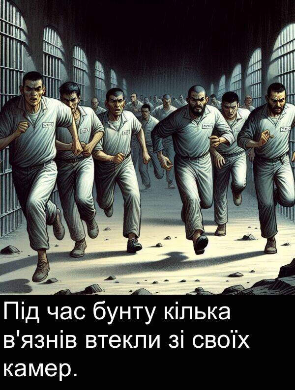 кілька: Під час бунту кілька в'язнів втекли зі своїх камер.