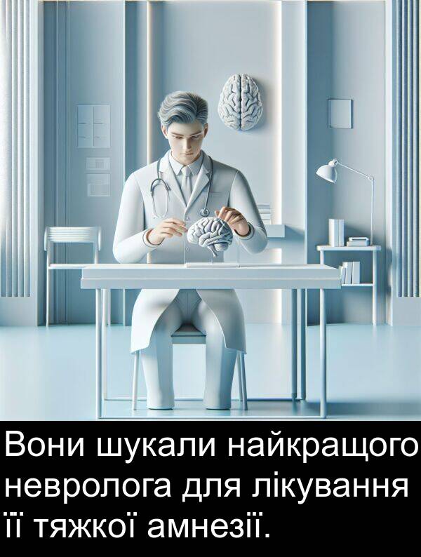 амнезії: Вони шукали найкращого невролога для лікування її тяжкої амнезії.