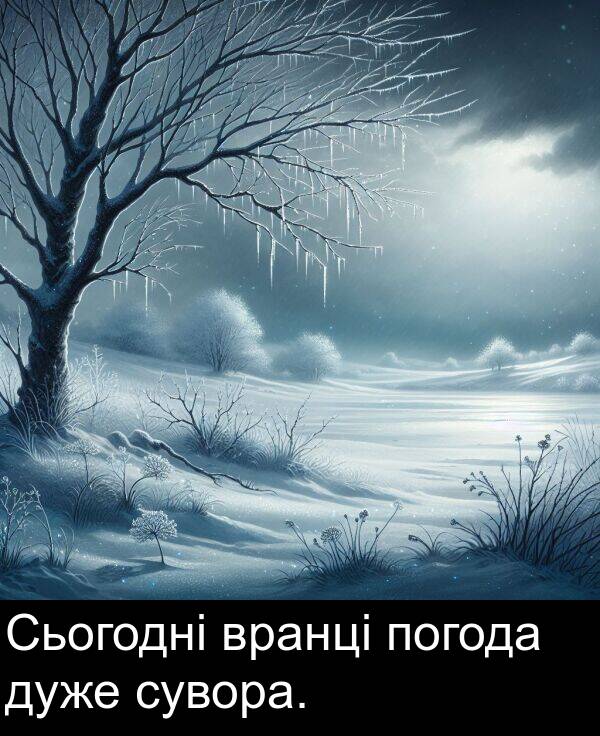 дуже: Сьогодні вранці погода дуже сувора.