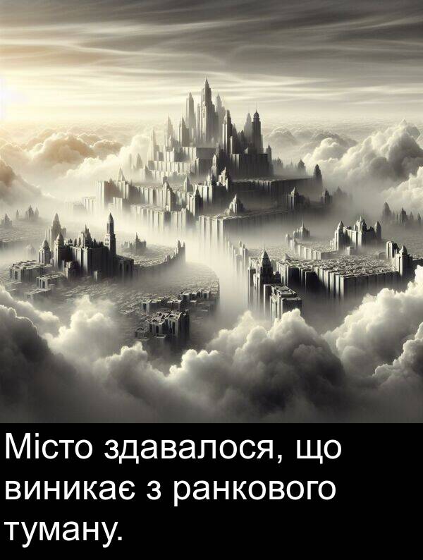 ранкового: Місто здавалося, що виникає з ранкового туману.