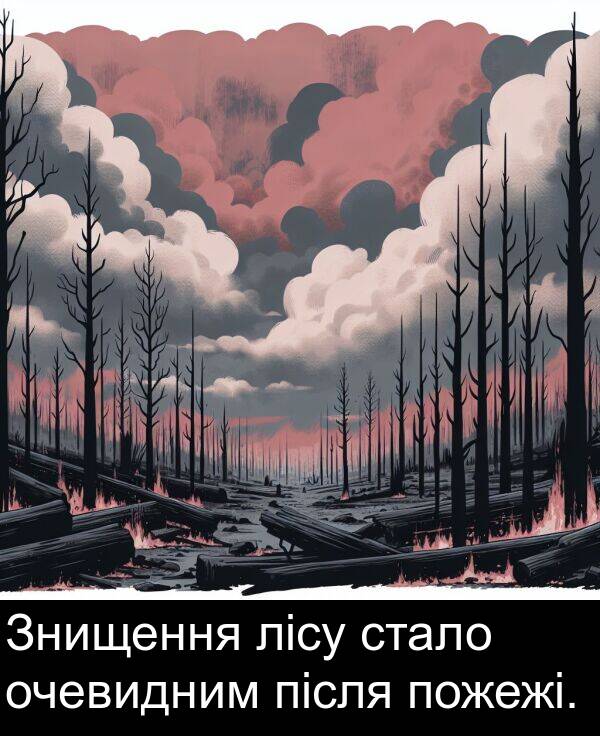 після: Знищення лісу стало очевидним після пожежі.