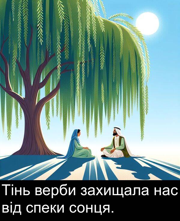 від: Тінь верби захищала нас від спеки сонця.