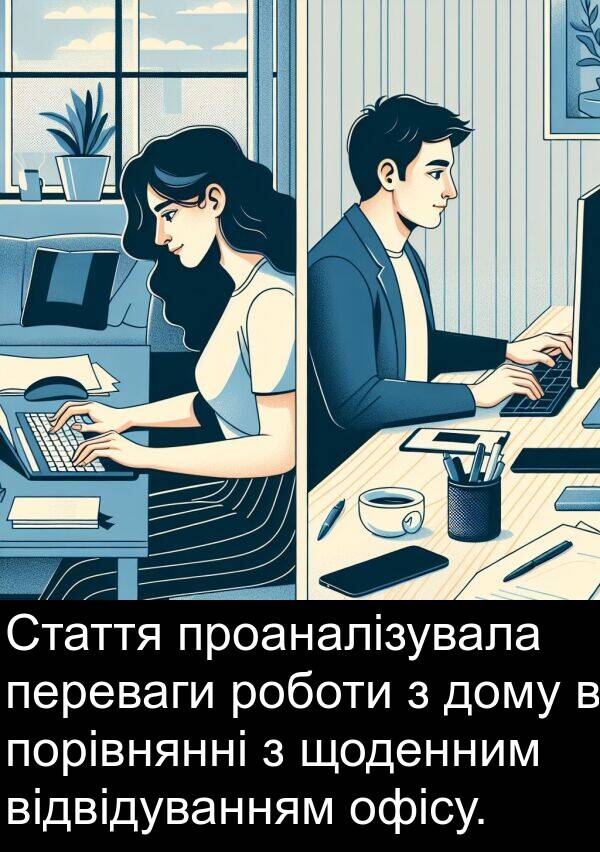 щоденним: Стаття проаналізувала переваги роботи з дому в порівнянні з щоденним відвідуванням офісу.