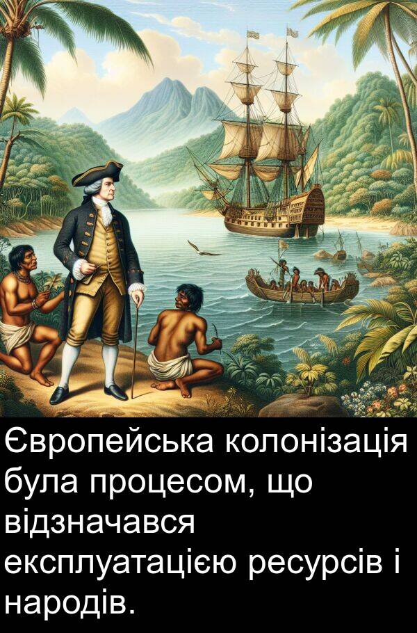 ресурсів: Європейська колонізація була процесом, що відзначався експлуатацією ресурсів і народів.