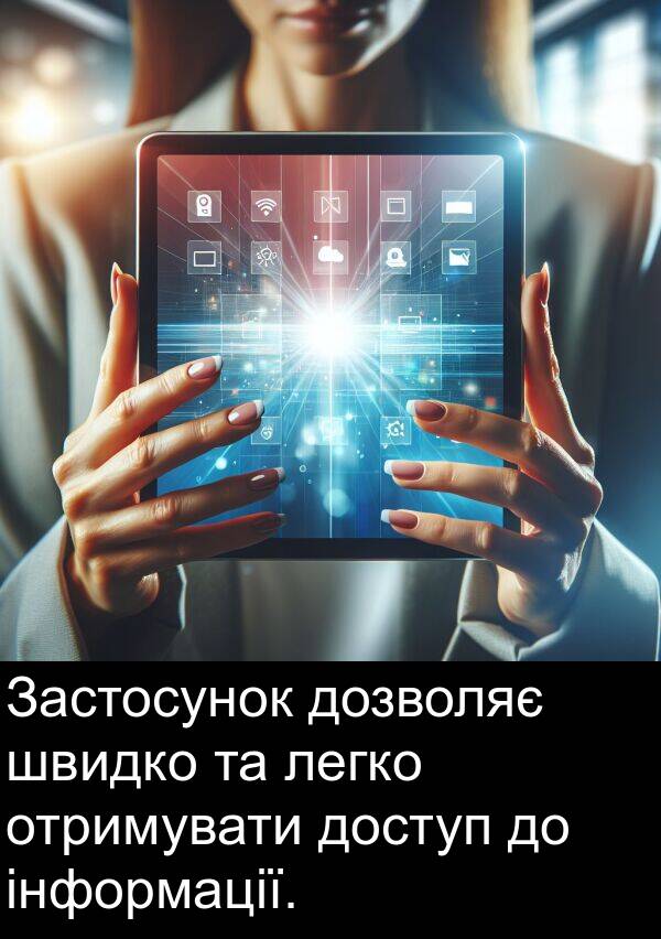 швидко: Застосунок дозволяє швидко та легко отримувати доступ до інформації.