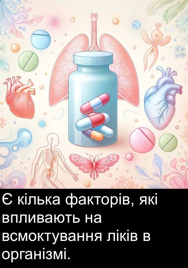 ліків: Є кілька факторів, які впливають на всмоктування ліків в організмі.