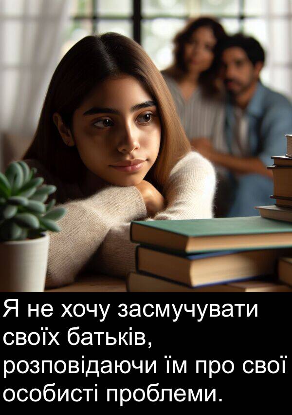 батьків: Я не хочу засмучувати своїх батьків, розповідаючи їм про свої особисті проблеми.