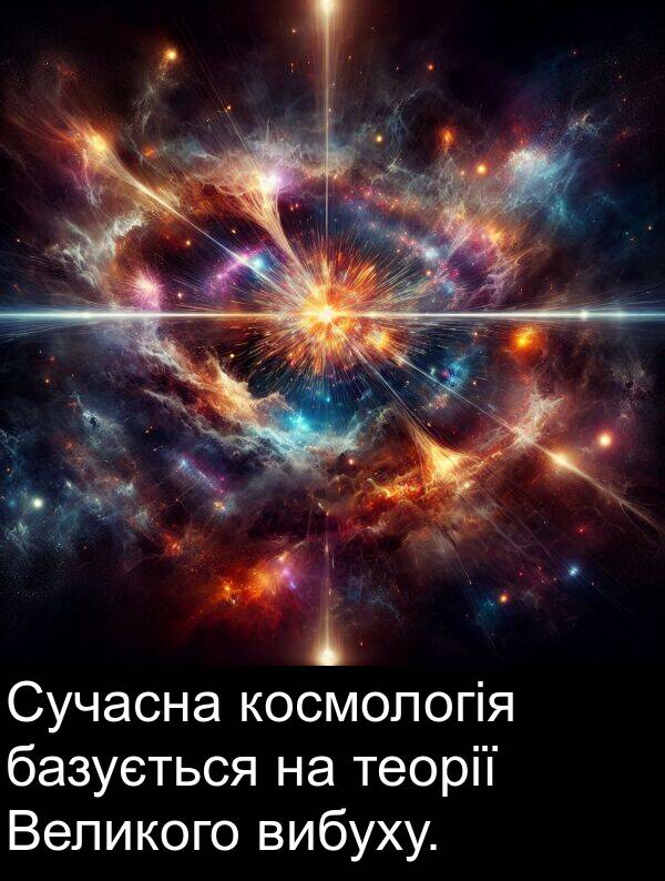 базується: Сучасна космологія базується на теорії Великого вибуху.