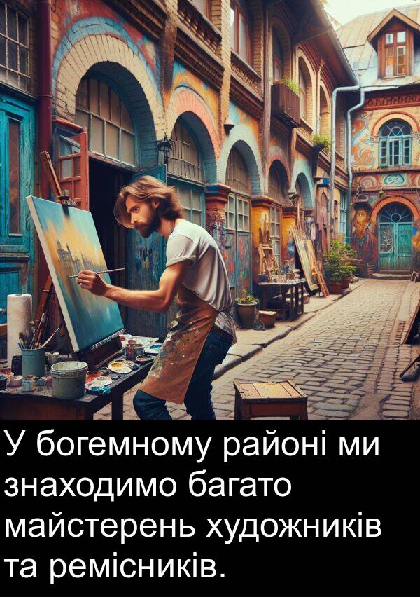 ремісників: У богемному районі ми знаходимо багато майстерень художників та ремісників.