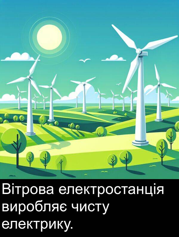 електростанція: Вітрова електростанція виробляє чисту електрику.