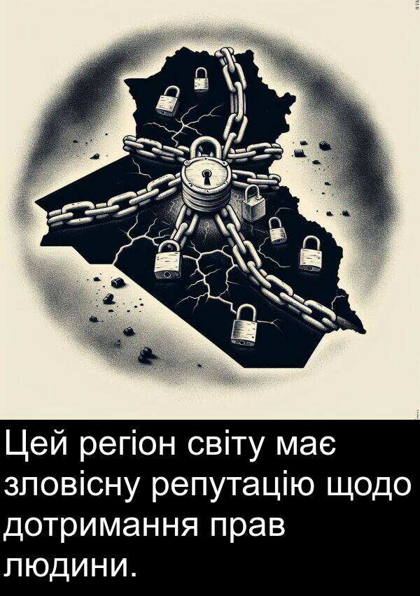 репутацію: Цей регіон світу має зловісну репутацію щодо дотримання прав людини.