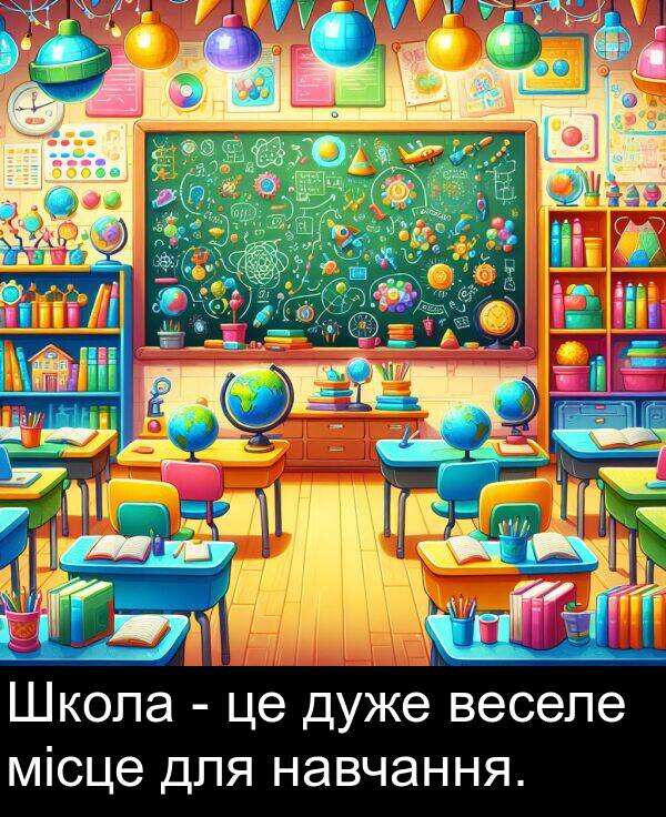 місце: Школа - це дуже веселе місце для навчання.