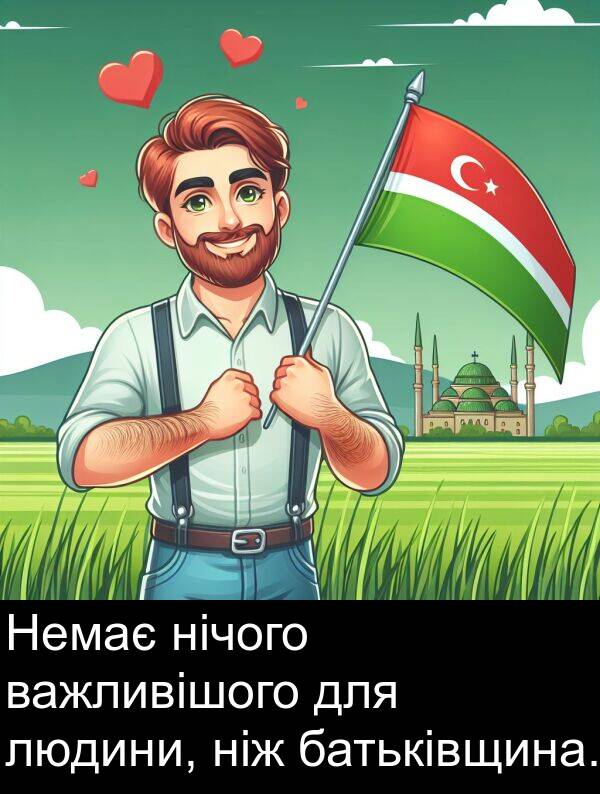 батьківщина: Немає нічого важливішого для людини, ніж батьківщина.